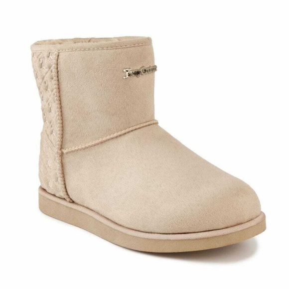 Juicy Couture Shoes - NEW Juicy Couture Womens Kave Faux Fur Boots Booties Pull On Quilted Logo NIB